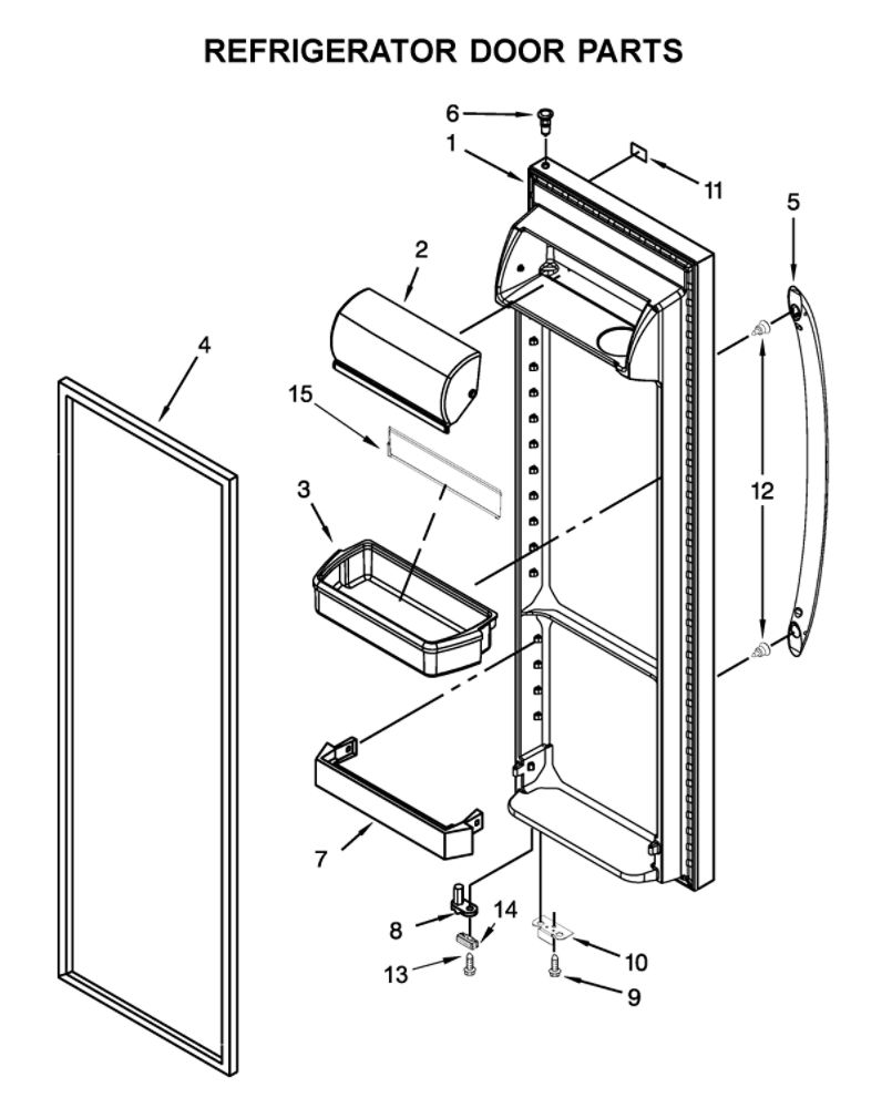 Refrigerator Door Parts Diagram and Parts List for 10651752714  Kenmore Refrigerator