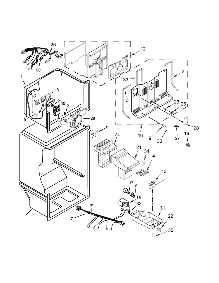 Liner Parts Diagram and Parts List for WRT316SFDW00  Whirlpool Refrigerator
