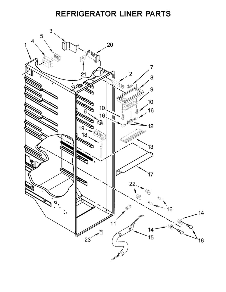 Refrigerator Liner Parts Diagram and Parts List for 10651789410  Kenmore Refrigerator