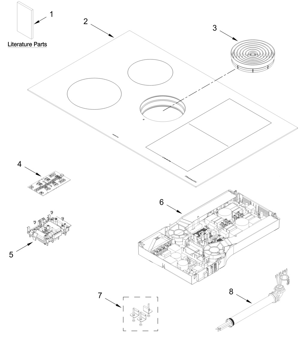 Cooktop Parts Diagram and Parts List for KCID936SBL00  Whirlpool Cooktop