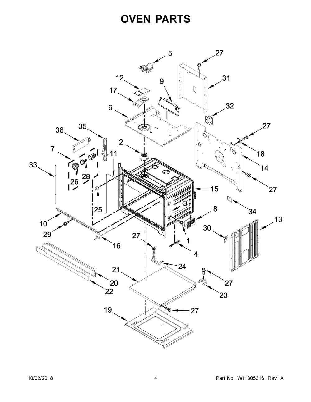 Oven Parts Diagram and Parts List for WOS72EC7HB01  Whirlpool Wall Oven