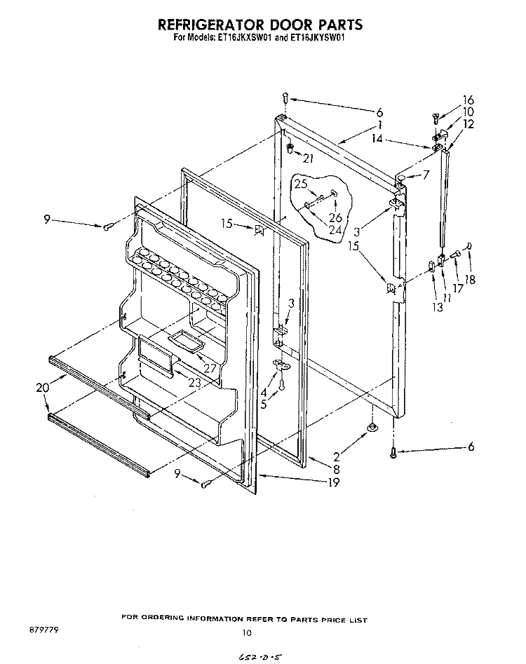 REFRIGERATOR DOOR , LIT/OPTIONAL Diagram and Parts List for ET16JKXSW01  Whirlpool Refrigerator