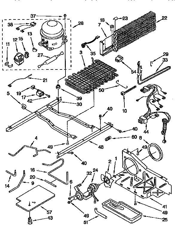 Unit Diagram and Parts List for ET22DQLB00  Whirlpool Refrigerator