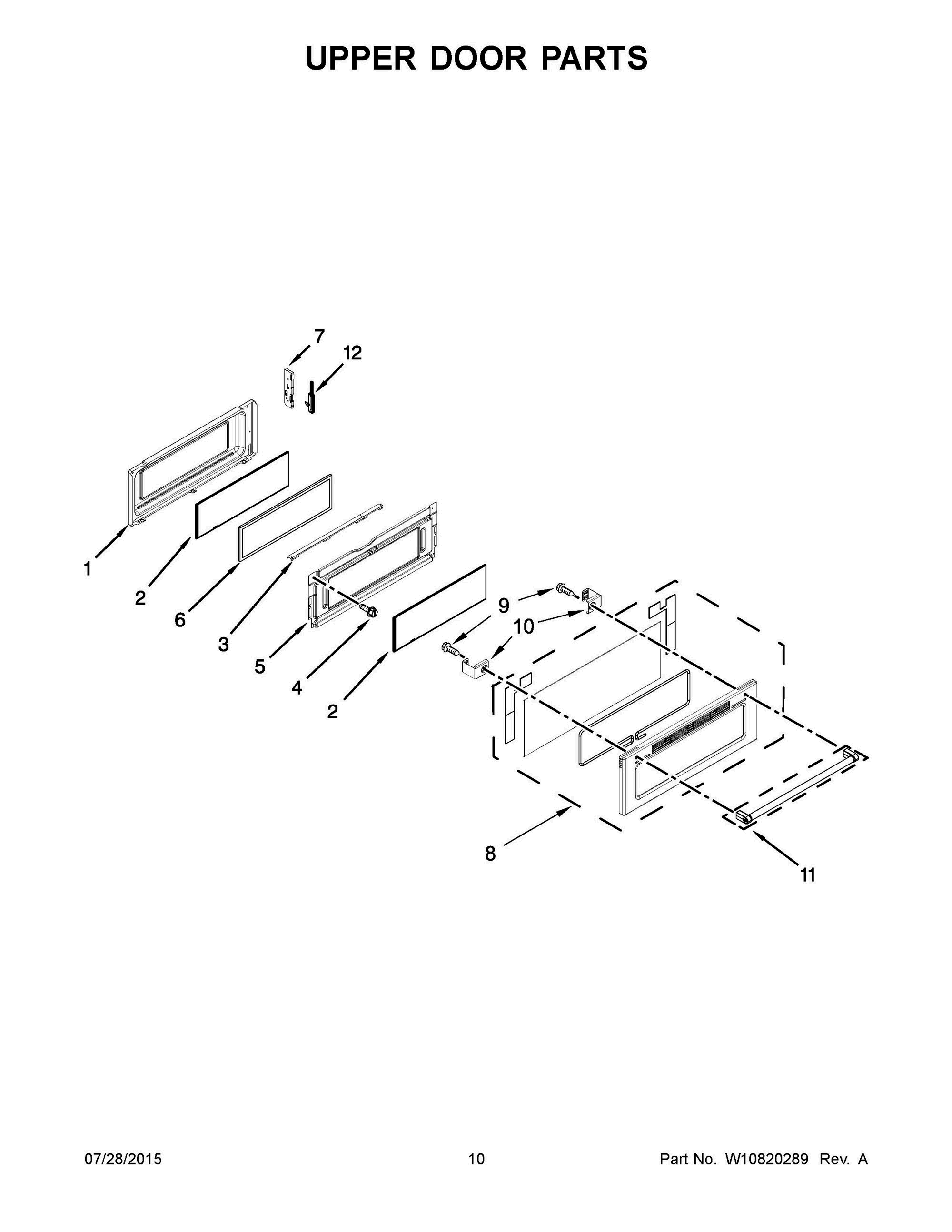06 - UPPER DOOR PARTS Diagram and Parts List for YKFID500ESS1  Whirlpool Range
