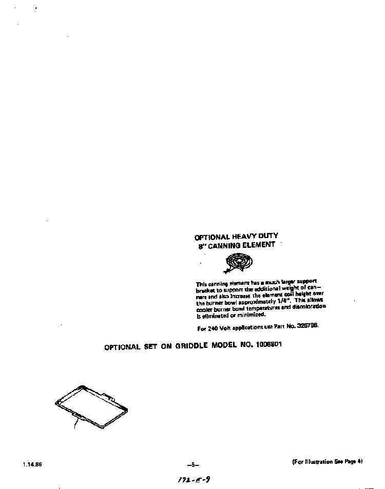 Optional Griddle Diagram and Parts List for 2366*0A  Roper Range