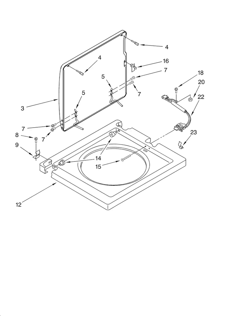 Washer Top And Lid Parts Diagram and Parts List for 11088752795  Kenmore Washer Dryer Combo