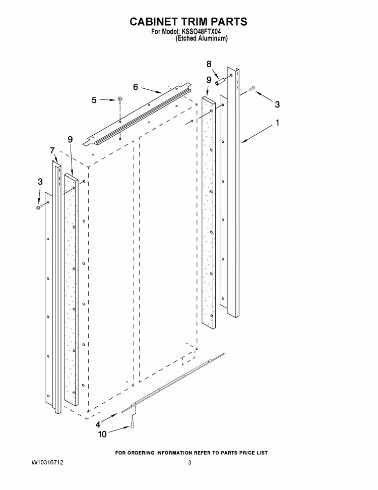 CABINET TRIM PARTS Diagram and Parts List for KSSO48FTX04  KitchenAid Refrigerator