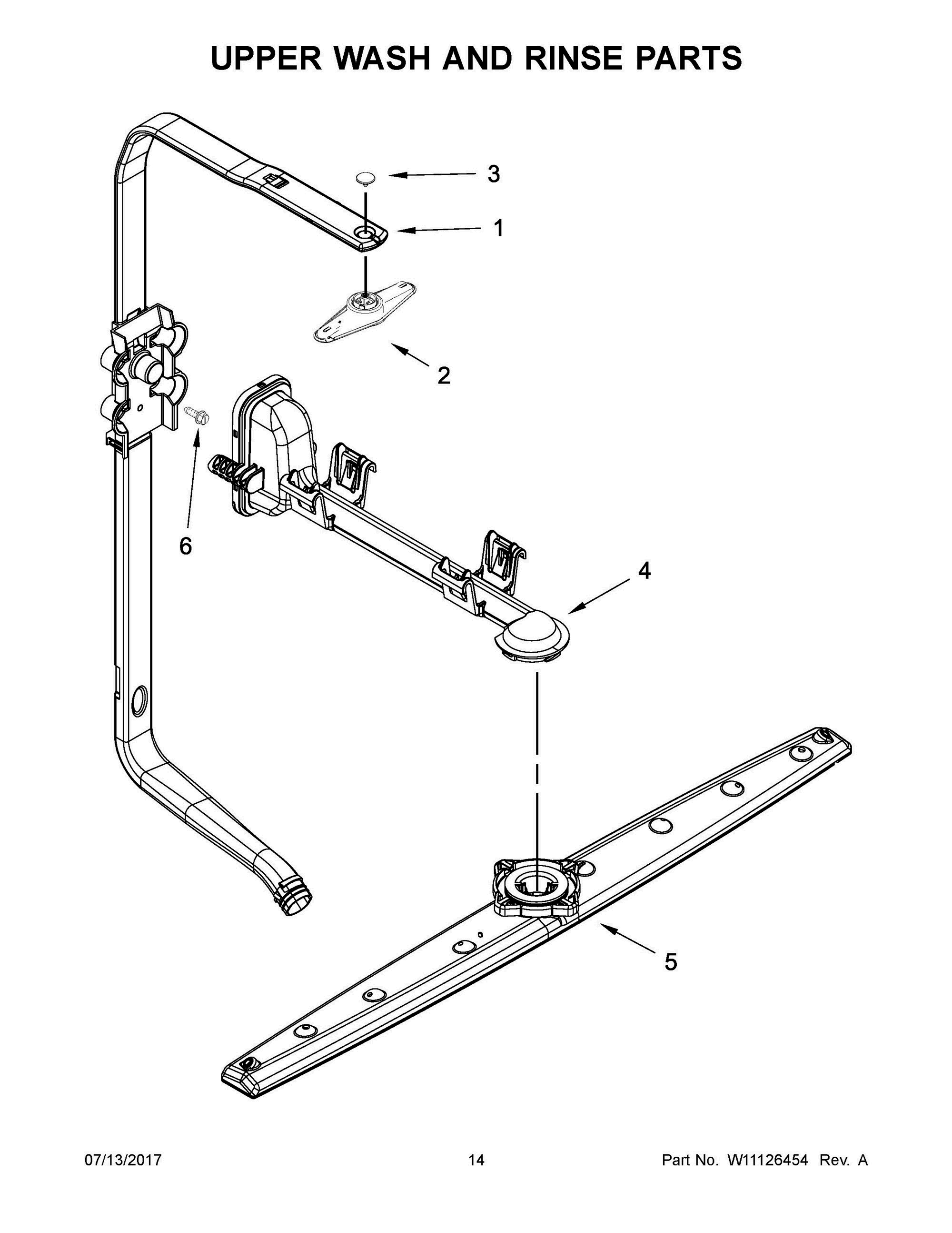 08 - UPPER WASH AND RINSE PARTS Diagram and Parts List for ADB1500ADS4  Whirlpool Dishwasher