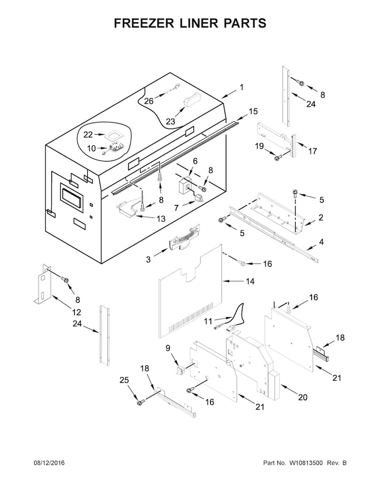 Freezer Liner Parts Diagram and Parts List for KBFN402ESS01  KitchenAid Refrigerator