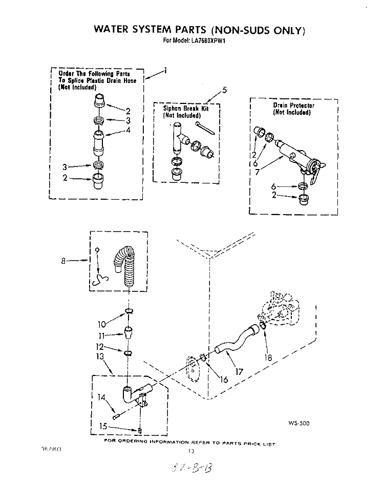 WATER SYSTEM (NON-SUDS ONLY) Diagram and Parts List for LA7680XPW1  Whirlpool Washer
