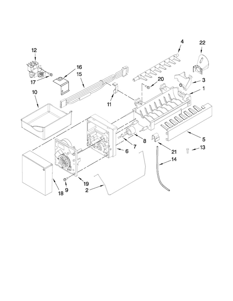 Icemaker Parts Diagram and Parts List for 10672003011  Kenmore Refrigerator