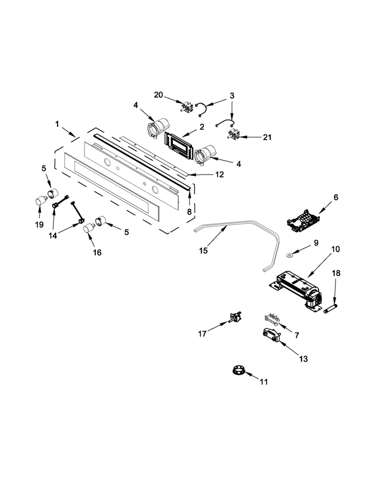 Control Panel Parts Diagram and Parts List for WOS52EM4AS00  Whirlpool Wall Oven