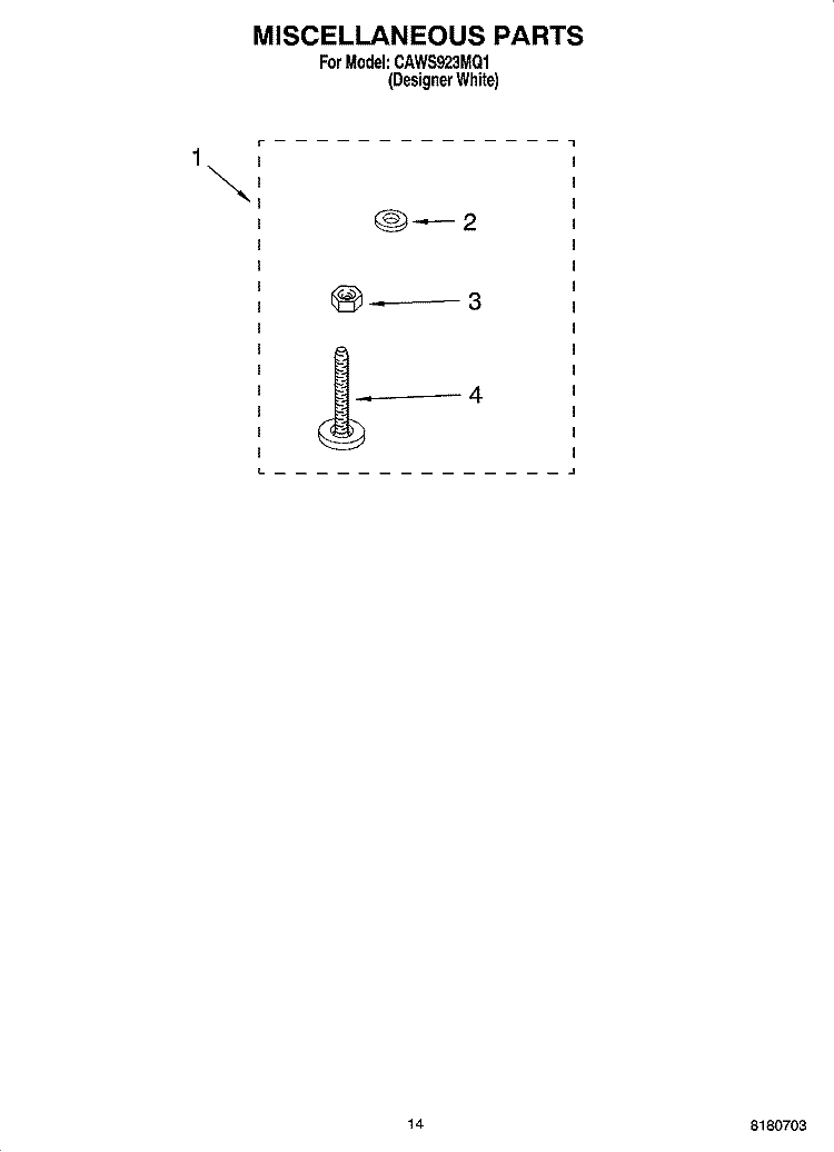 MISCELLANEOUS  PARTS, OPTIONAL PARTS (NOT INCLUDED) Diagram and Parts List for CAWS923MQ1  Crosley Washer