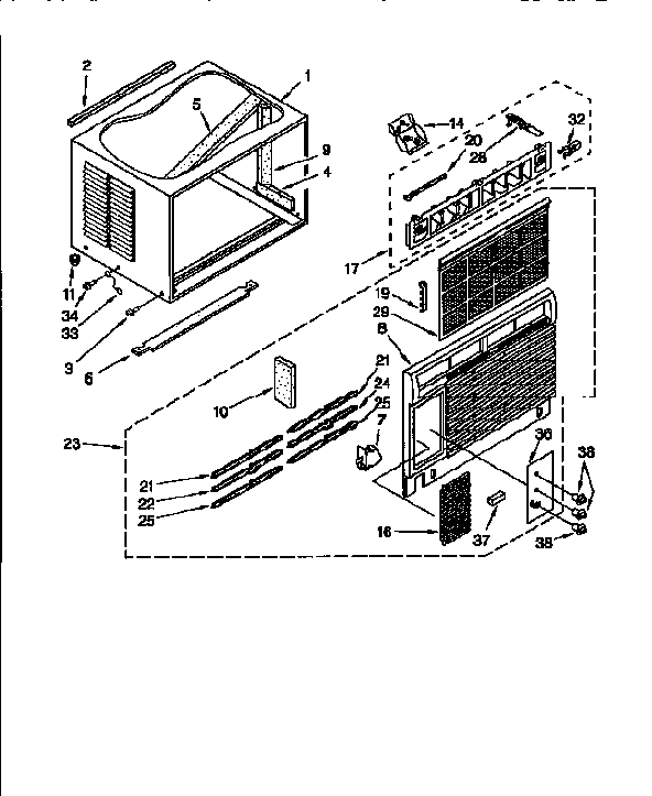 Cabinet Diagram and Parts List for 1069722991  Kenmore Air Conditioner