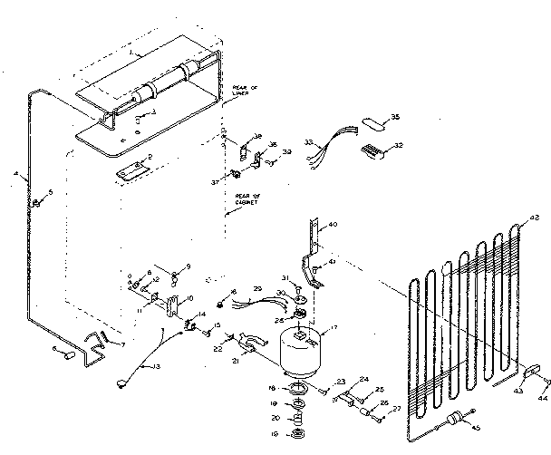 Refrigerator Unit Parts Diagram and Parts List for 106N9BL  Kenmore Refrigerator