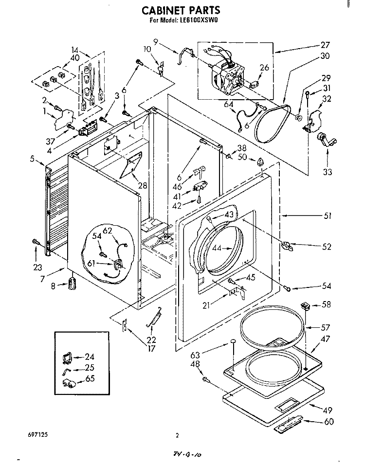 SECTION Diagram and Parts List for LE6100XSW0  Whirlpool Dryer