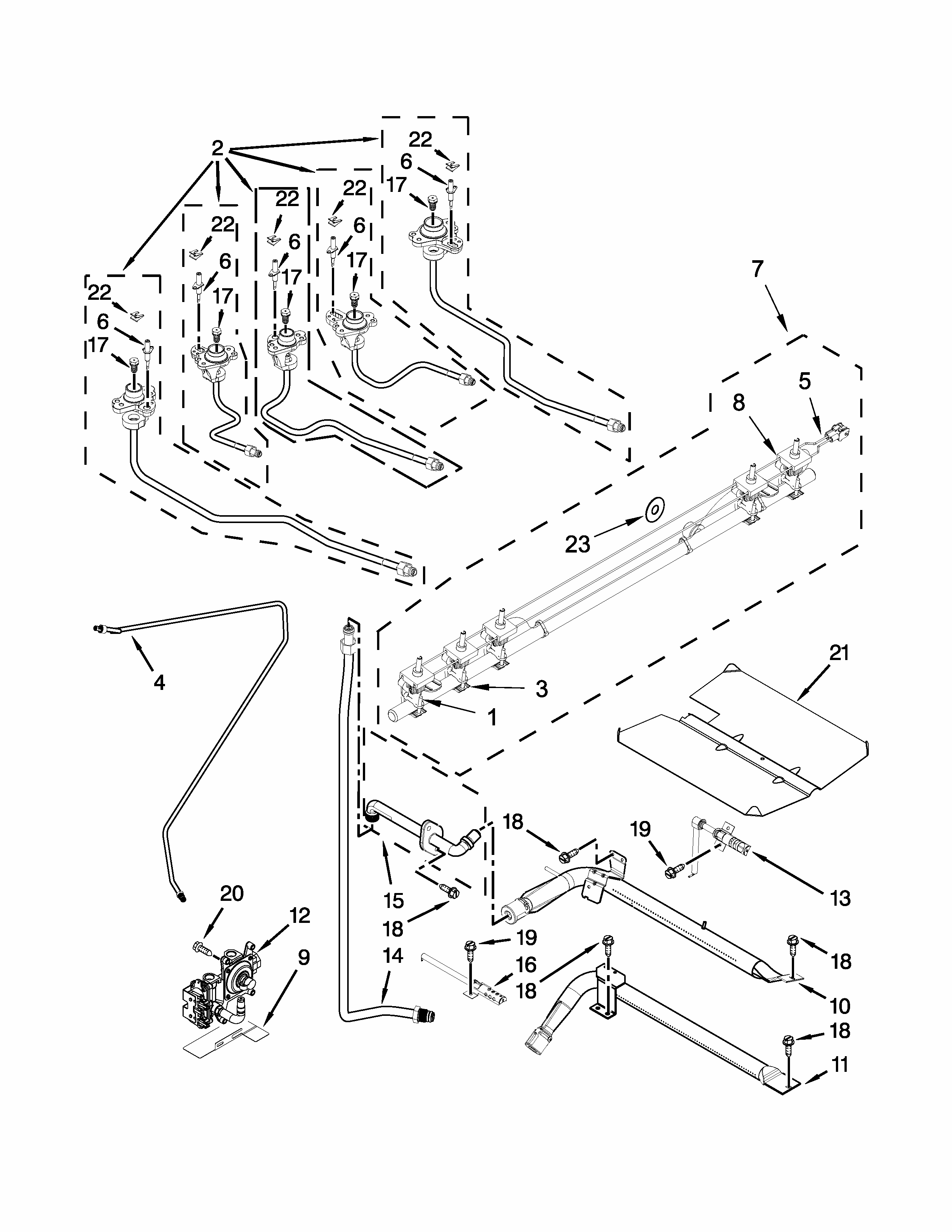 Manifold Parts Diagram and Parts List for IGL730CS0  Whirlpool Range