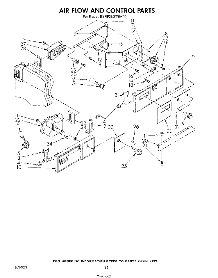 AIR FLOW AND CONTROL Diagram and Parts List for KSRF26DTPL00  KitchenAid Refrigerator