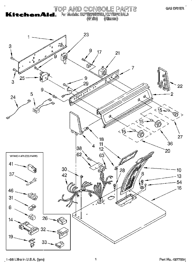 TOP AND CONSOLE, LIT/OPTIONAL Diagram and Parts List for KGYE670BWH3  KitchenAid Dryer