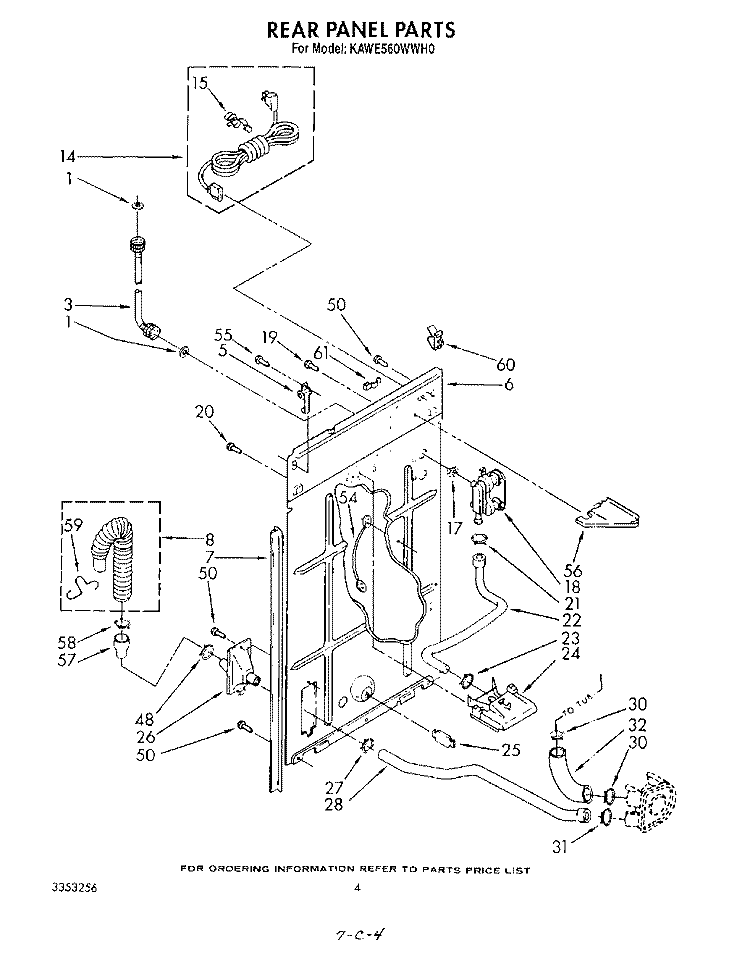 REAR PANEL Diagram and Parts List for KAWE560WAL0  Whirlpool Washer