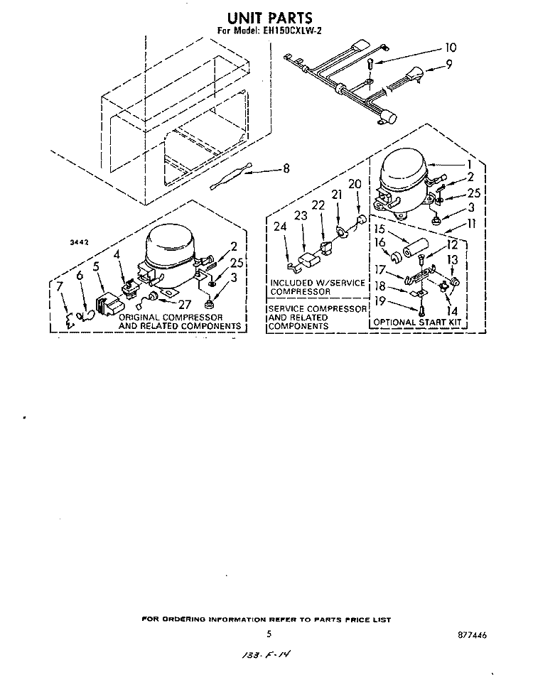 SECTION Diagram and Parts List for EH150CXLW2  Whirlpool Freezer