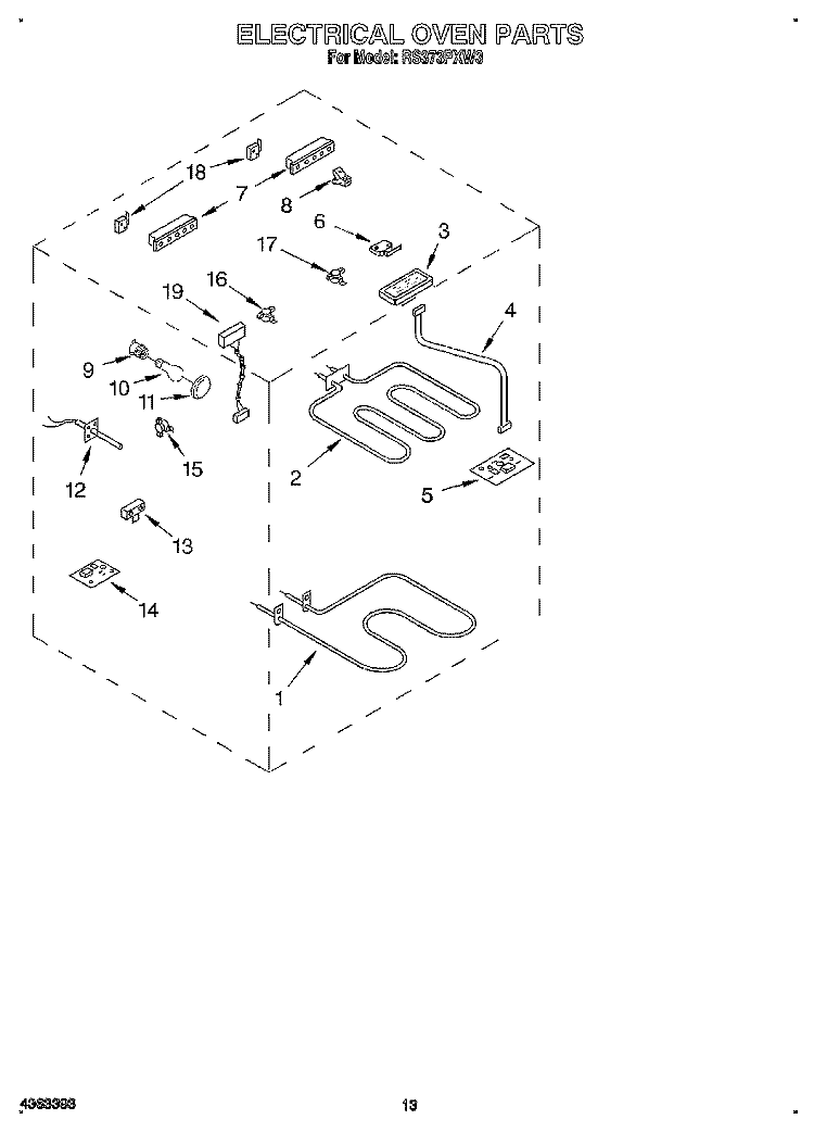 ELECTRICAL OVEN Diagram and Parts List for RS373PXW3  Whirlpool Range