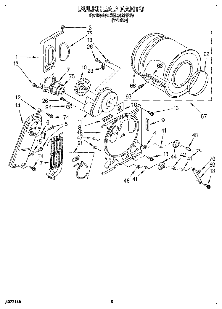 SECTION Diagram and Parts List for REL3612BW0  Roper Dryer