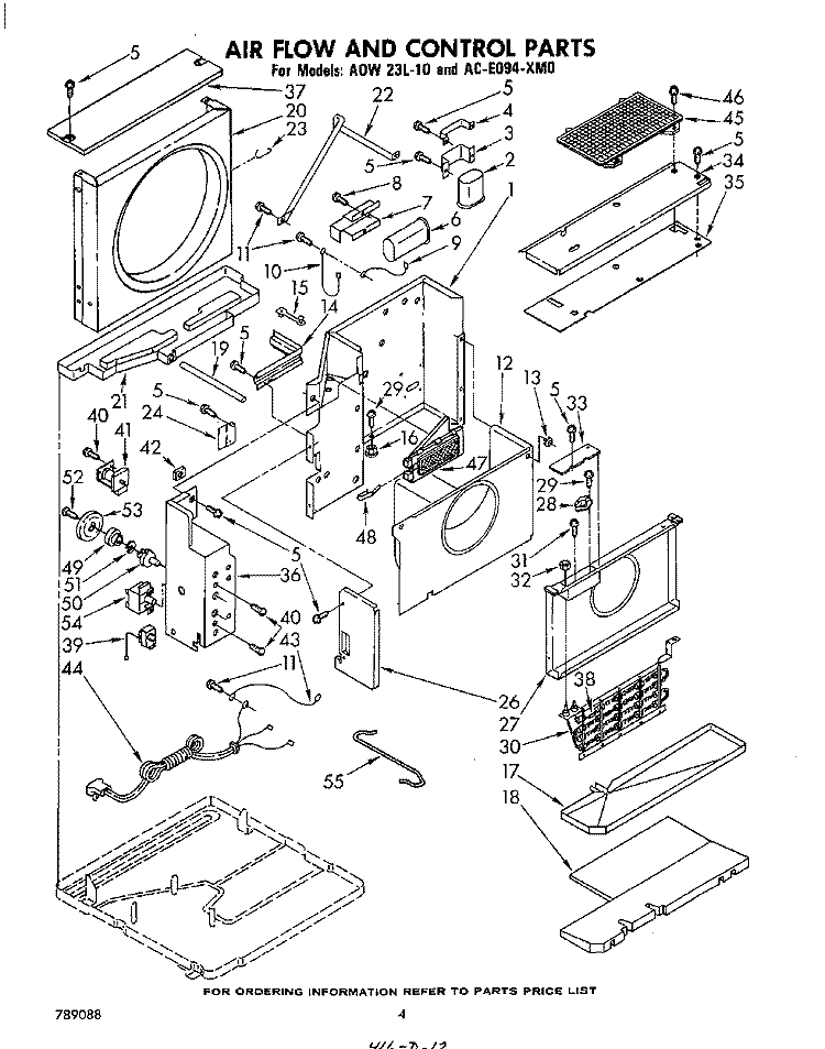 SECTION Diagram and Parts List for ACE094XM0  Whirlpool Air Conditioner