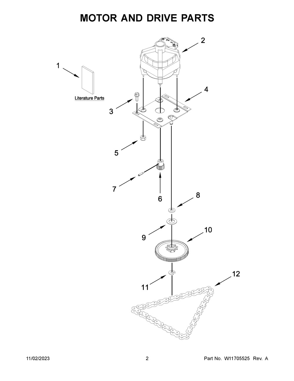 Motor And Drive Parts Diagram and Parts List for GACP15XXMG5  Whirlpool Trash Compactor