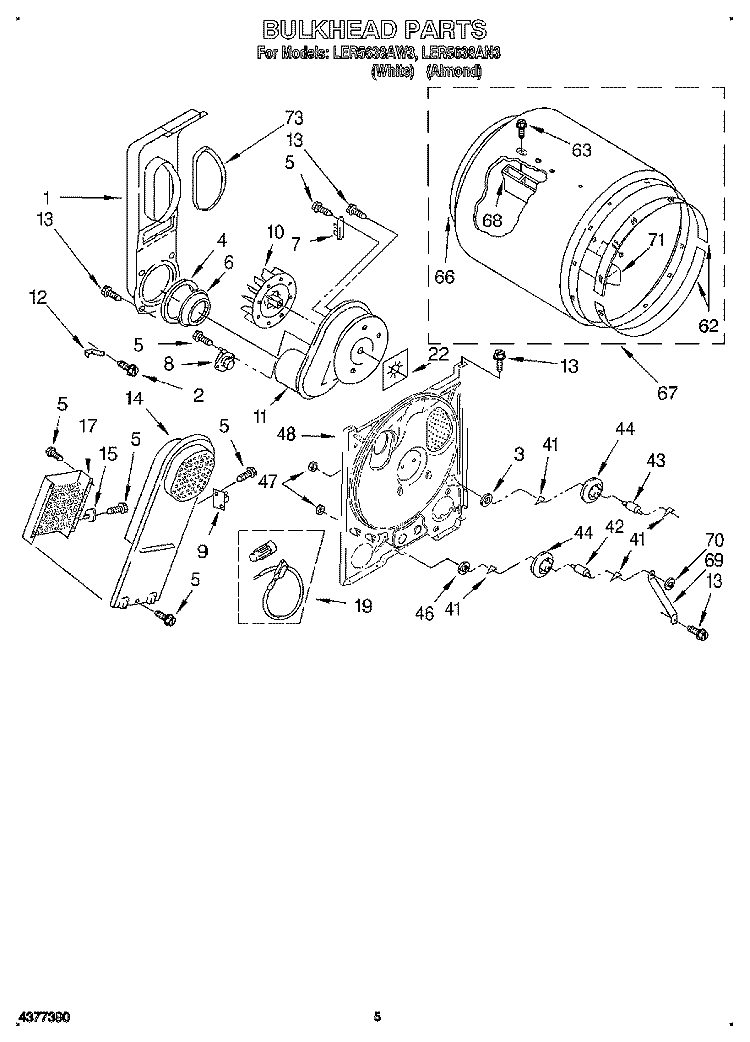 SECTION Diagram and Parts List for LER5638AW3  Whirlpool Dryer