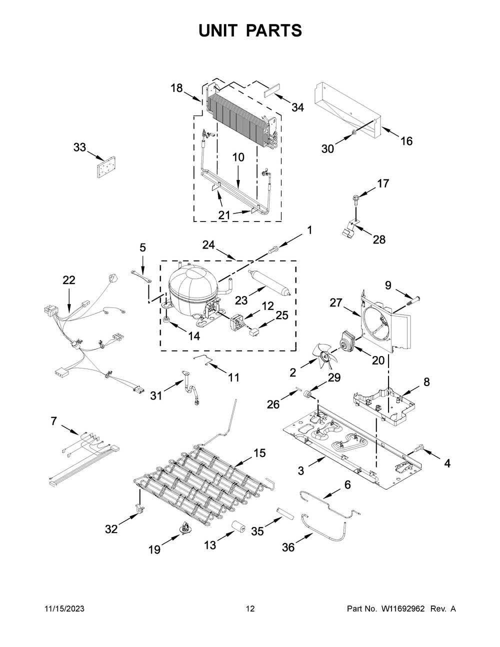 Unit Parts Diagram and Parts List for WRB329LFBM05  Whirlpool Refrigerator