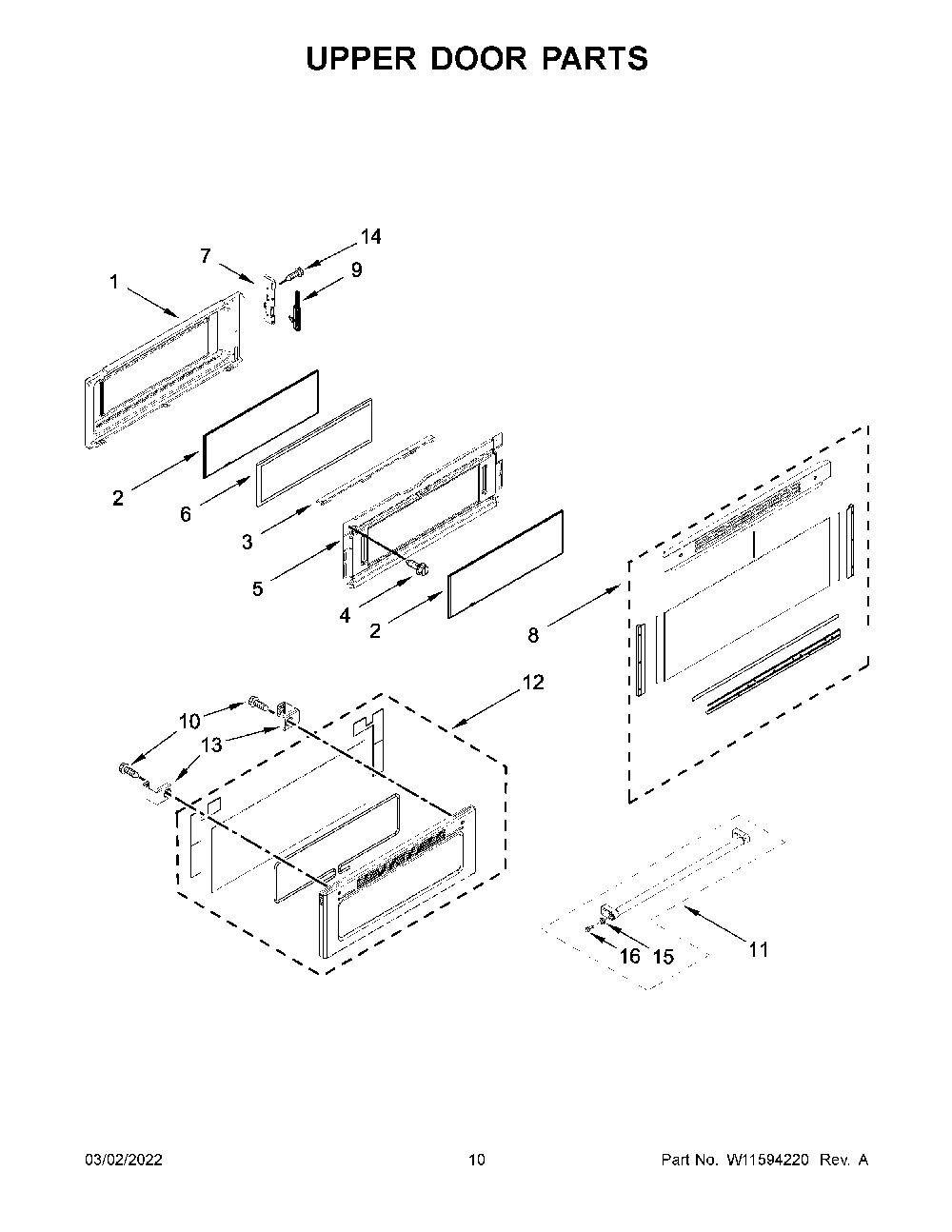 Upper Door Parts Diagram and Parts List for KFGD500ESS06  KitchenAid Range