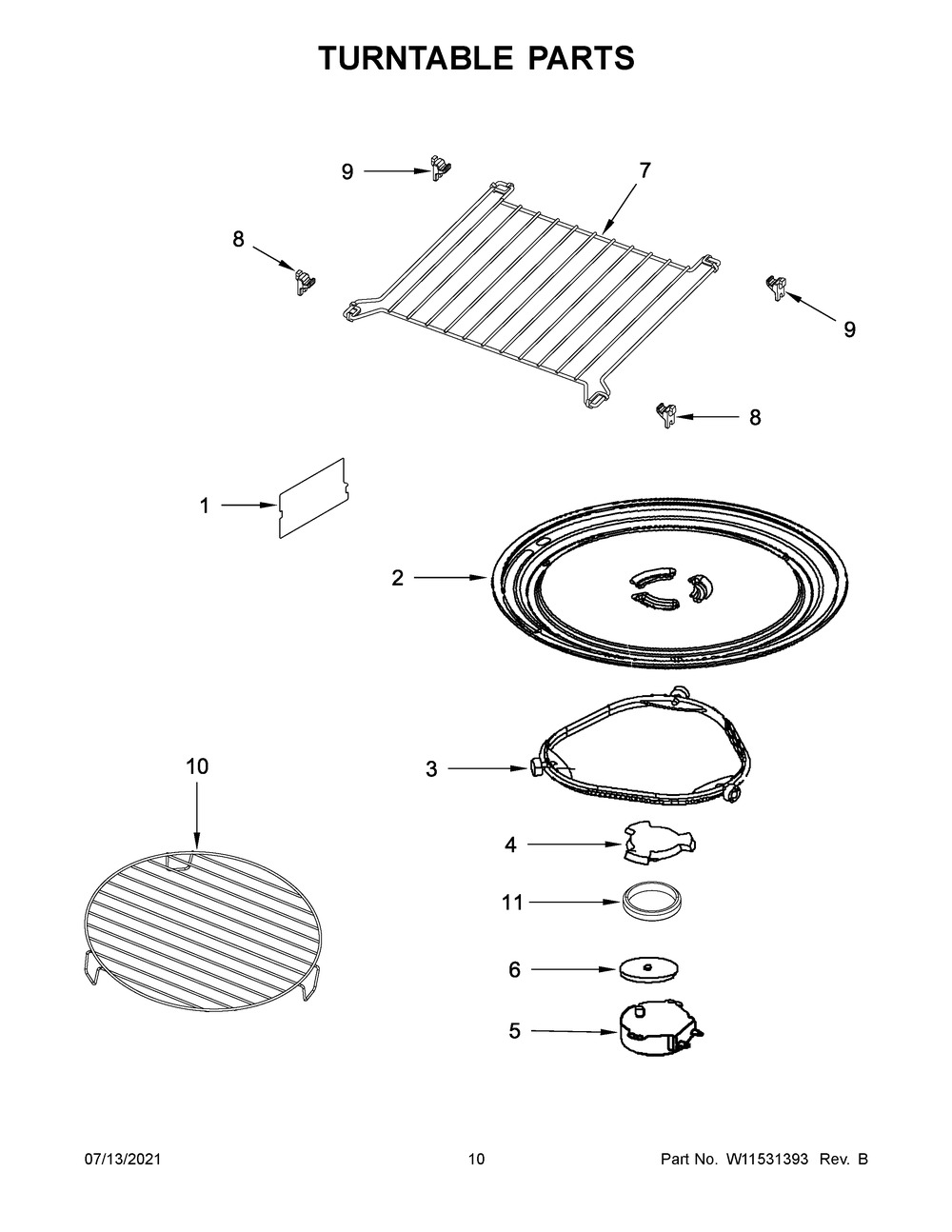 Turntable Parts Diagram and Parts List for MMV6190FZ4  Whirlpool Washer