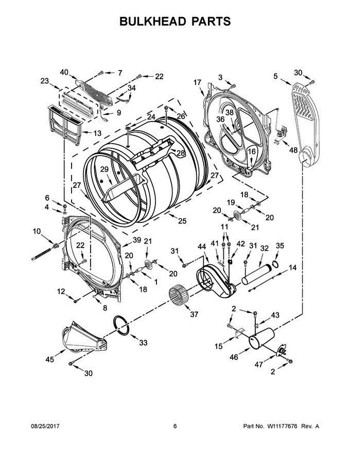 04 - Bulkhead Parts Diagram and Parts List for WGD8500DC4  Whirlpool Dryer