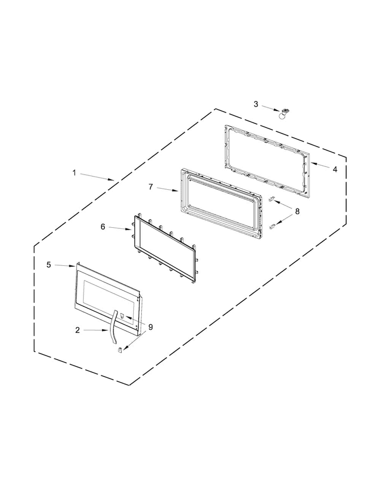 Door Parts Diagram and Parts List for WMH53520CW0  Whirlpool Microwave