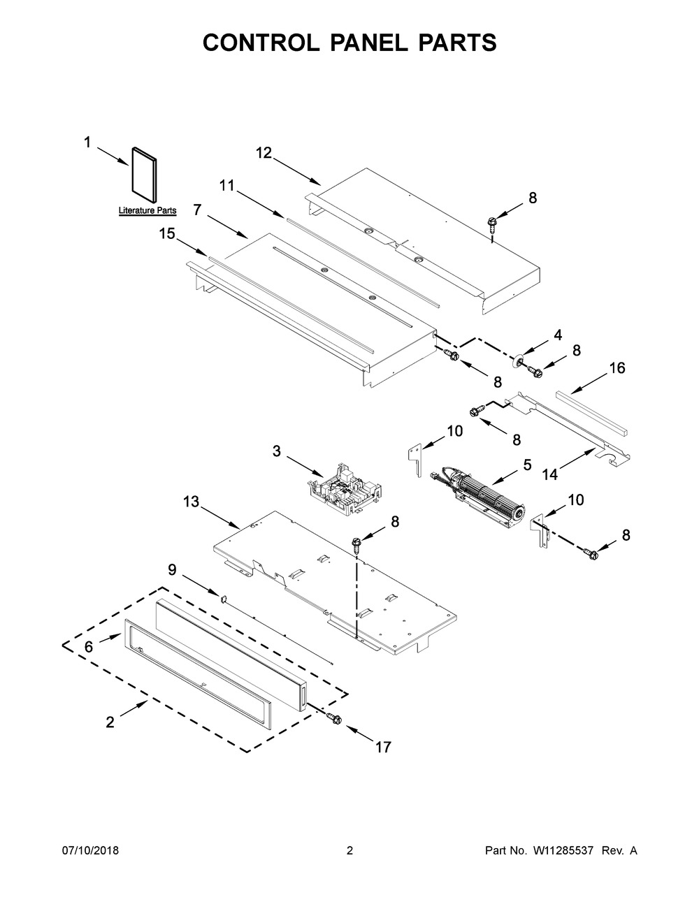 Control Panel Parts Diagram and Parts List for WOS51EC7HB01  Whirlpool Wall Oven