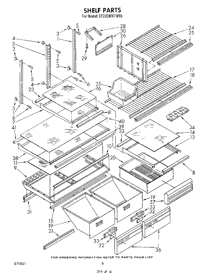 SHELF Diagram and Parts List for ET22DMXTF00  Whirlpool Refrigerator