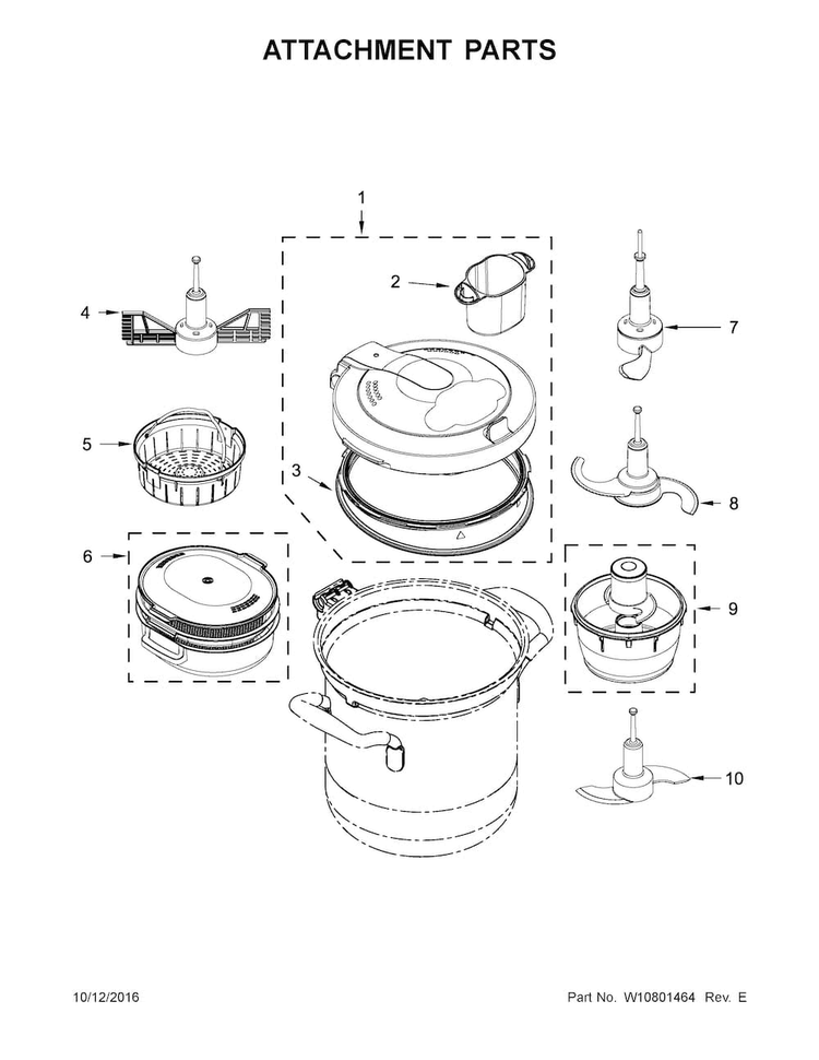 Attachment Parts Diagram and Parts List for 5KCF0104BMS0  KitchenAid Slow Cooker