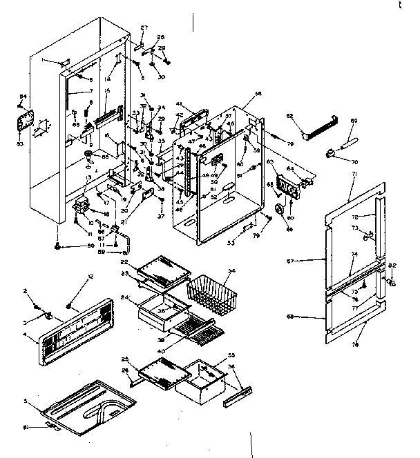 Cabinet Parts Diagram and Parts List for 106T13GIM1  Kenmore Refrigerator
