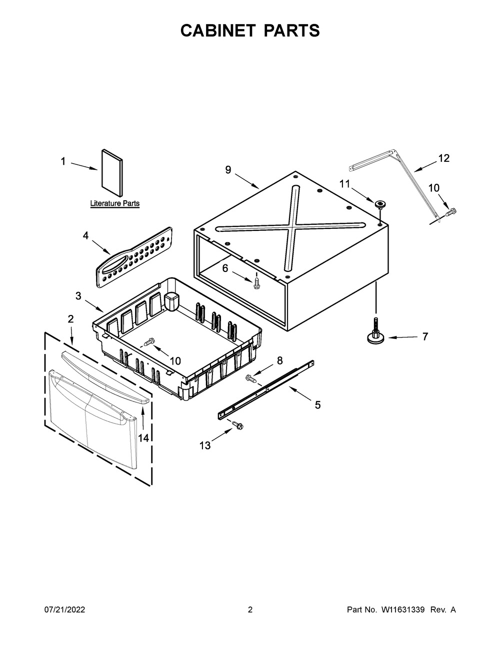 Cabinet Parts Diagram and Parts List for XHPC155MBK0  Whirlpool Washer