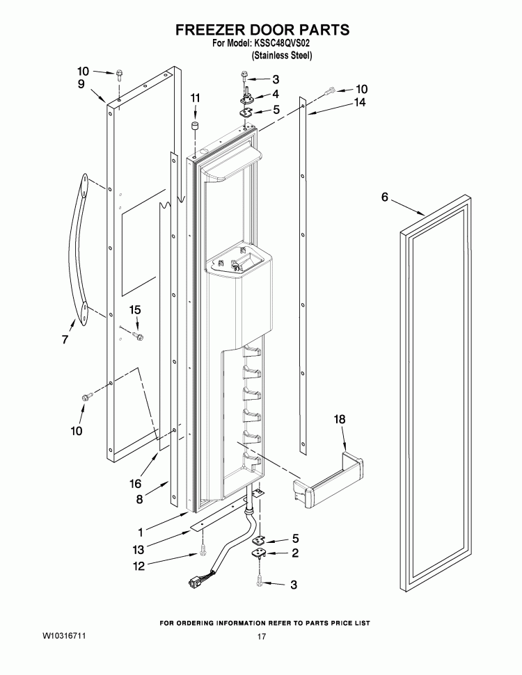 FREEZER DOOR PARTS Diagram and Parts List for KSSC48QVS02  KitchenAid Refrigerator