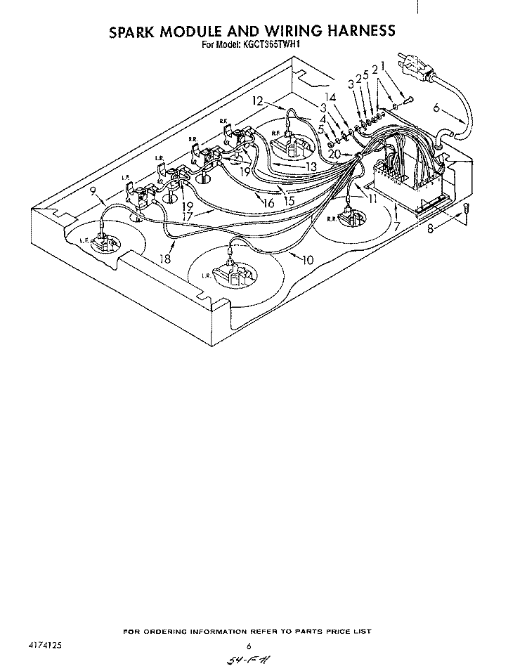 SPARK MODULE AND WIRING HARNESS Diagram and Parts List for KGCT365TAL1  KitchenAid Cooktop