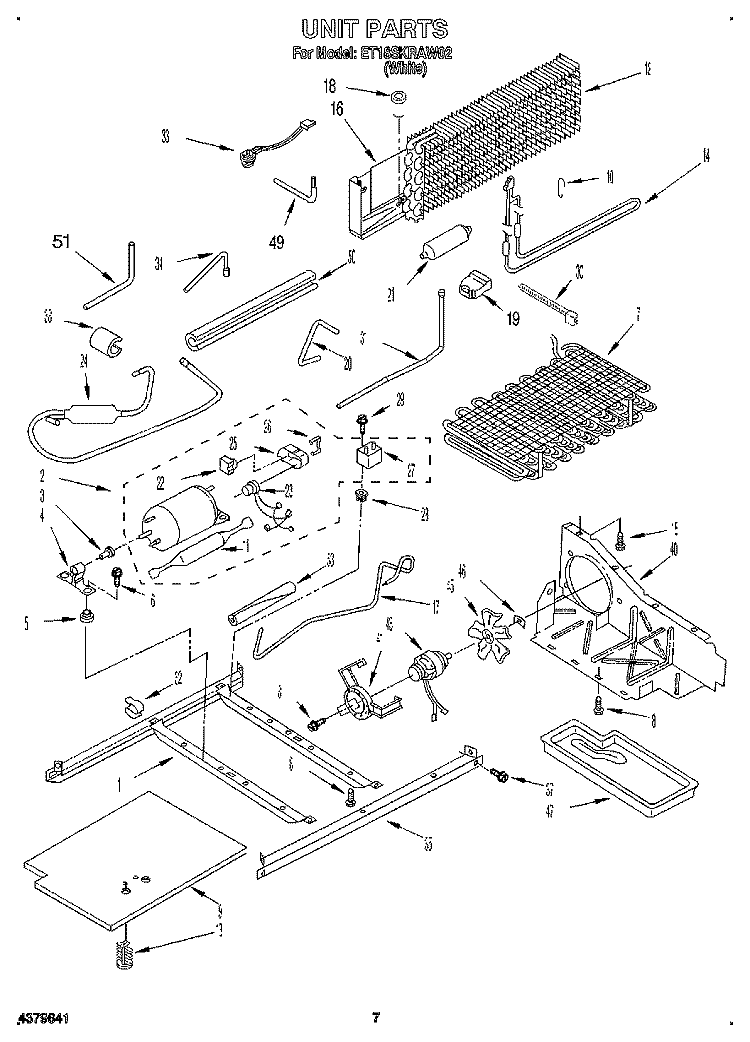 UNIT Diagram and Parts List for ET18SKRAW02  Whirlpool Refrigerator