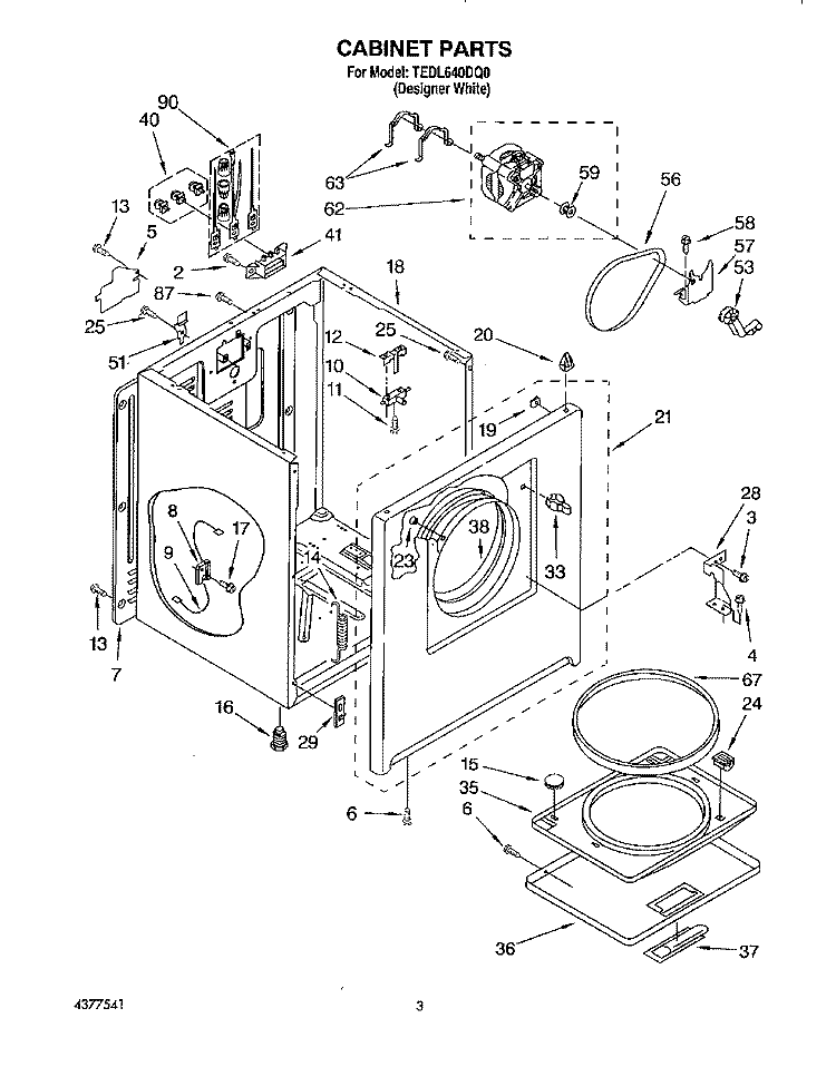 SECTION Diagram and Parts List for TEDL640DQ0  Whirlpool Dryer