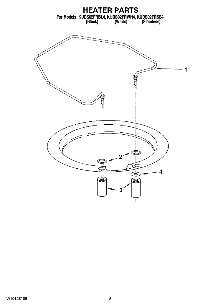 HEATER PARTS Diagram and Parts List for KUDS02FRWH4  KitchenAid Dishwasher