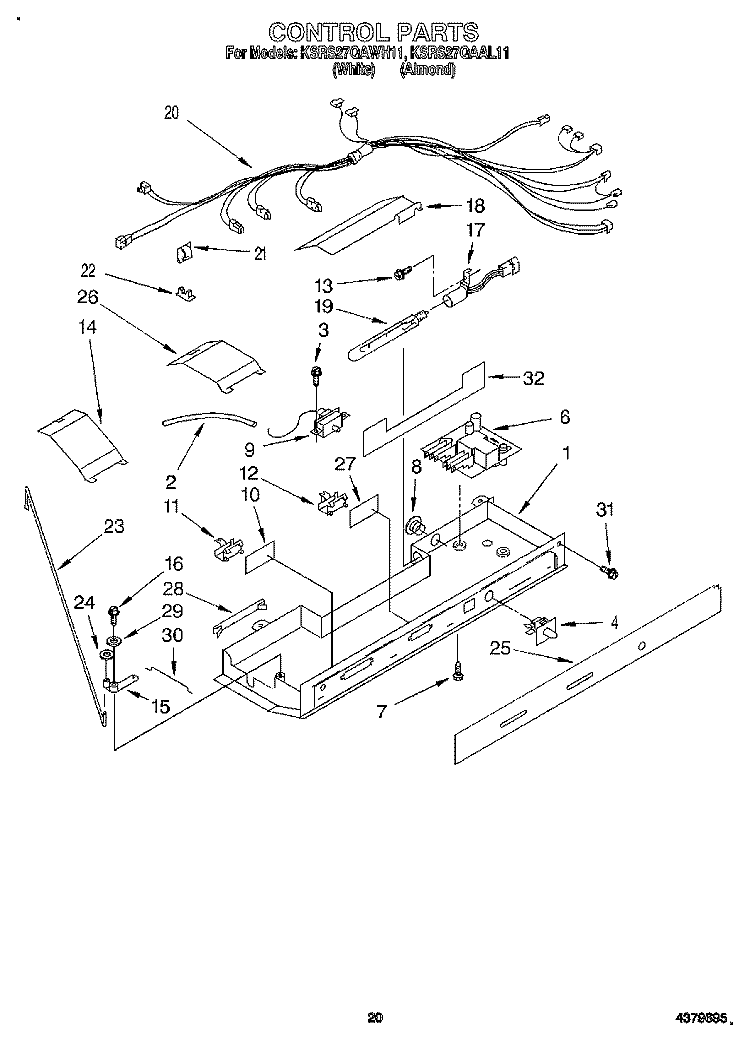 CONTROL, LIT/OPTIONAL Diagram and Parts List for KSRS27QAAL11  KitchenAid Refrigerator