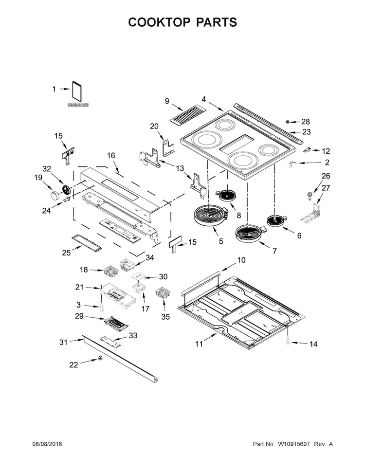 Cooktop Parts Diagram and Parts List for KSEG950ESS1  KitchenAid Range