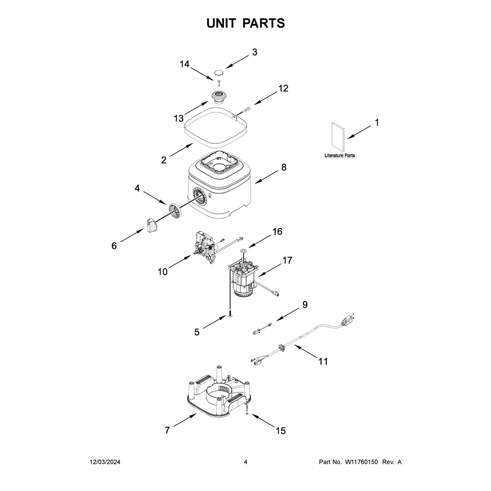 Unit Parts Diagram and Parts List for 5KSB4026BPP1  KitchenAid Blender