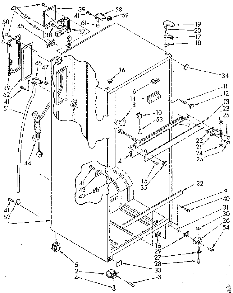 Cabinet Diagram and Parts List for ET18GKXSM05  Whirlpool Refrigerator