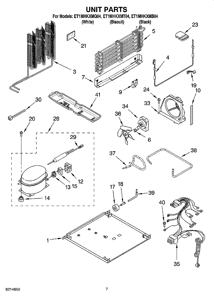 UNIT PARTS Diagram and Parts List for ET1MHKXMT04  Whirlpool Refrigerator